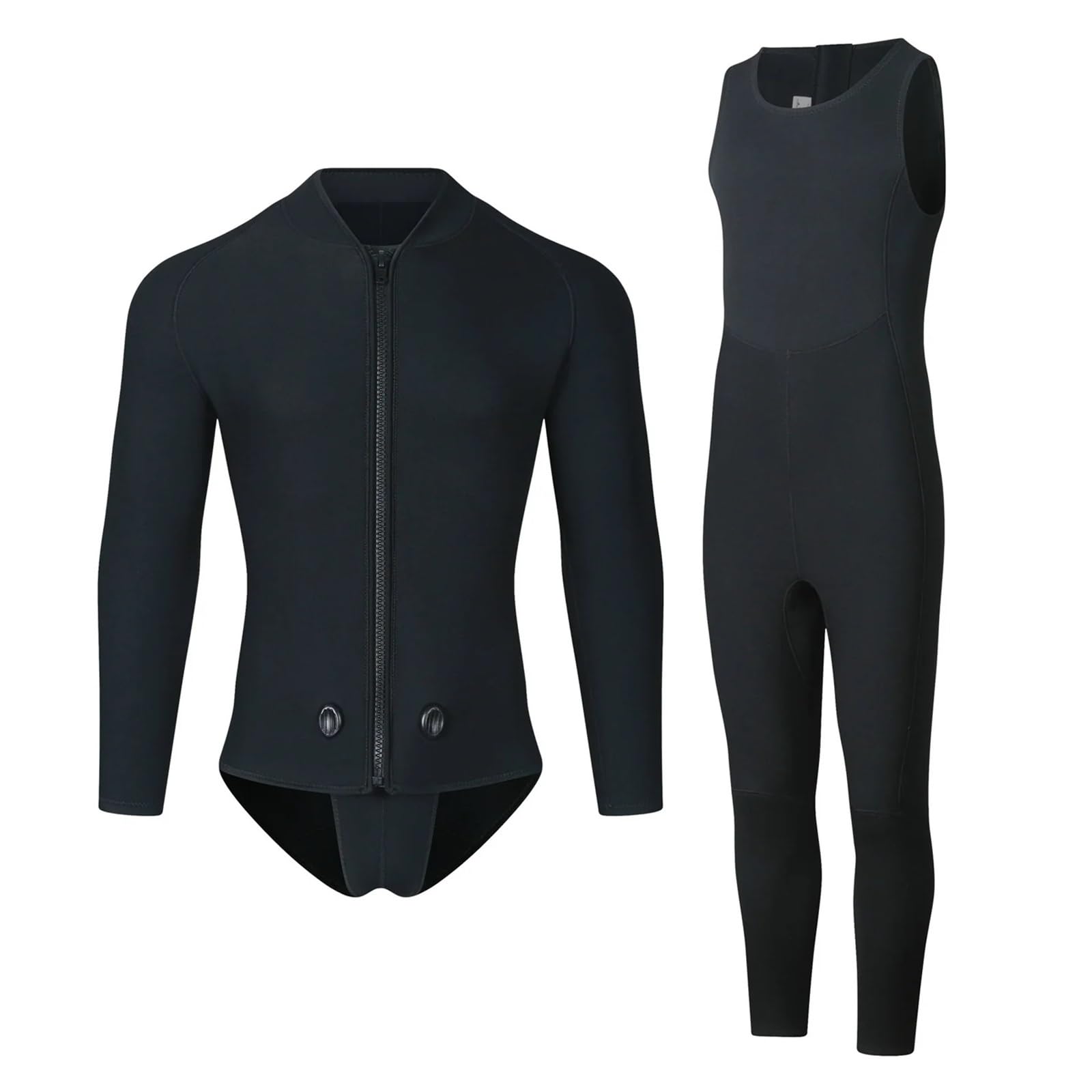 Muta Sub Muta da Sub con Cappuccio in Neoprene da 3 mm, da Uomo, Due Pezzi Separati, for Immersioni subacquee e Pesca Subacquea(Front Open Top,XXXL)