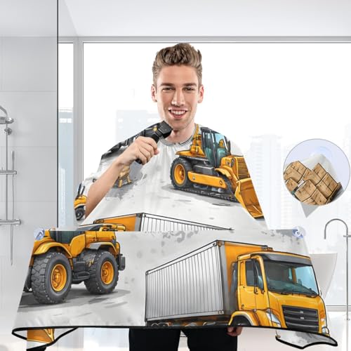 Capa de barbería impermeable para hombres con diseño de vehículos de construcción miniatura 6