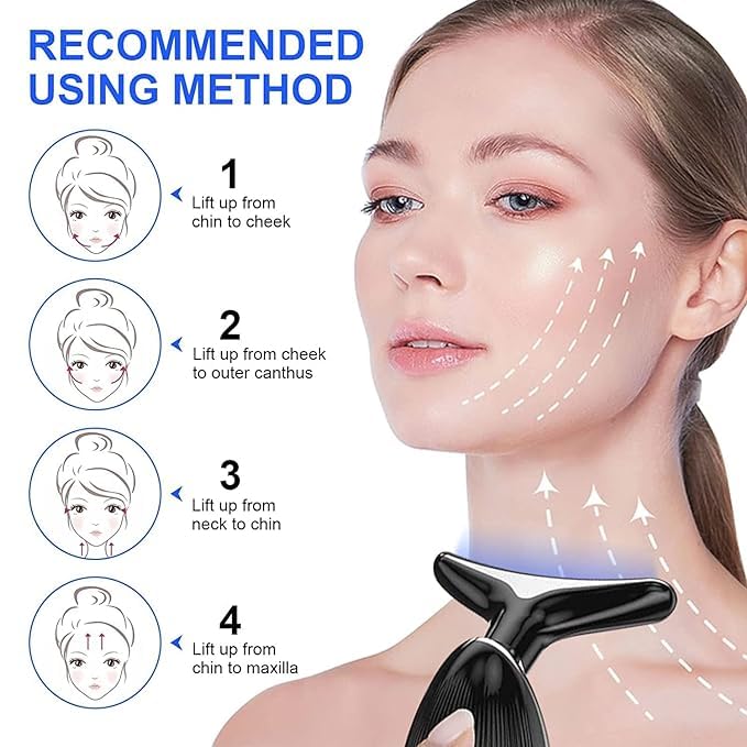 Image of Face & Neck Massager, 3 Color Lighting Modes and Vibration for Facial Massager for Skin Care Routine at Home Face Sculpting Tool, Face Beauty Device for Face & Neck Lifting Tightens (Multicolor)