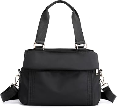 Crossbody Bag Nylon Shoulder Bag Women Multi-pocket Handbag Ladies Satchel Tote for Travel Work Daily Use Black