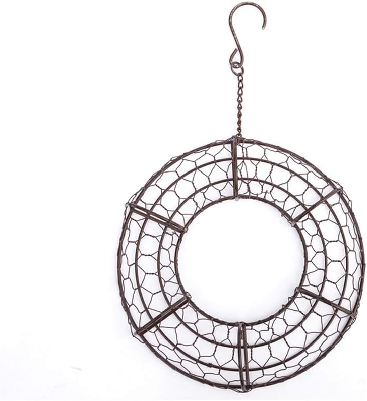 Round Wire Wreath Frame Hanger, Succulent Metal Hanging Plant Holder - Metal Wire Wreath Frame Form Hanger with Hook for Home Garden Decor(NO Plants)