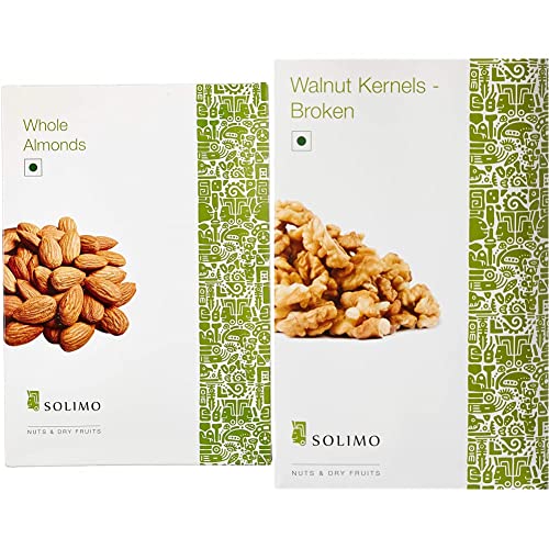 Image of Amazon Brand - Solimo Premium Almonds, 250g + Amazon Brand - Solimo Premium Walnut Kernels - Broken, 500g