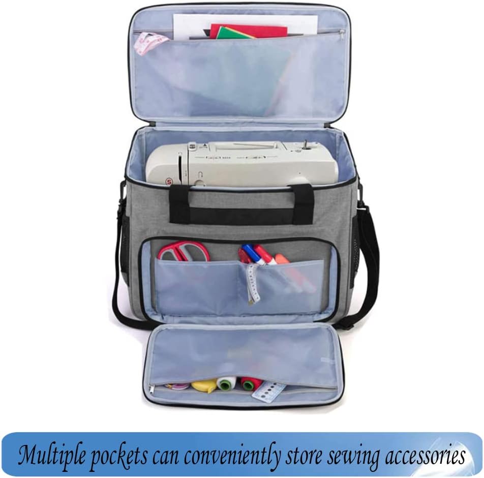 Sewing Machine Carrying Case,Universal Oxford Fabric Carry Tote Bag with Shoulder Strap,Portable Padded Storage Dust Cover with Pockets Sewing Machine Accessories Box Organizer Storage