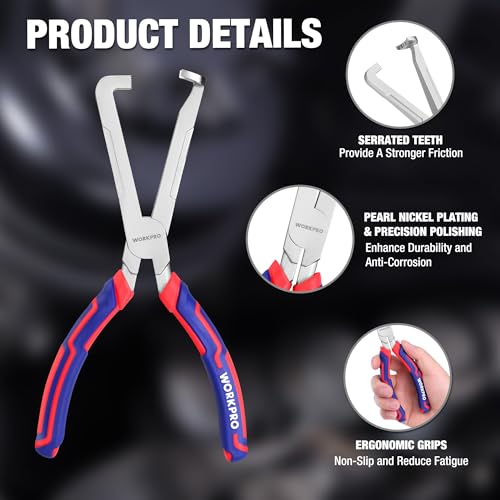 Image of WORKPRO Electrical Disconnect Pliers, 8 Inch Automotive Electrical Connector Pliers with Ergonomic Handle, Fixion Tools Pliers, Automotive Plug Removal Tool for Car Fuel Pump, Spark Plug