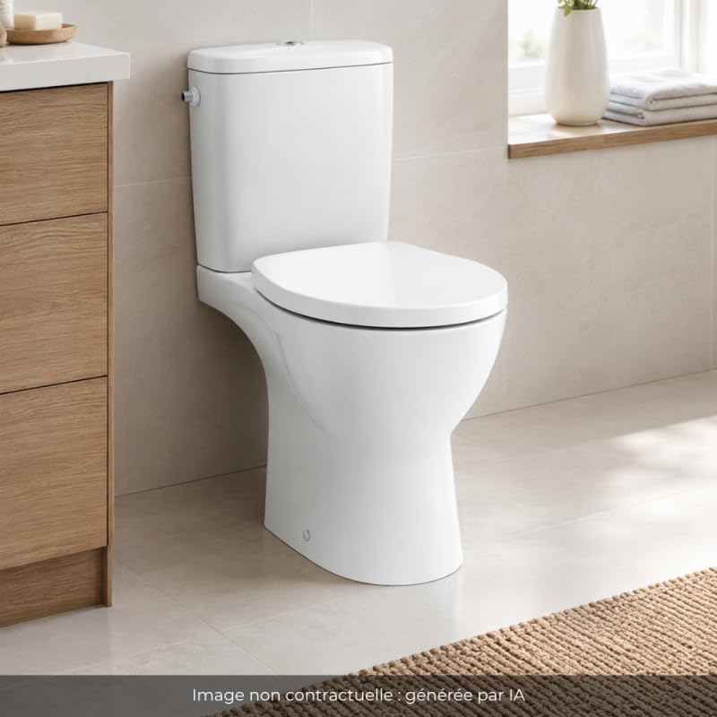 WC à poser sans bride surélevé PMR sortie horizontale JACOB DELAFON Patio avec abattant