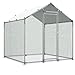 VEVOR Metal Chicken Coop, 6.56x6.56x6.56ft Large Walk-in Chicken Runs with Cover, Spire Roof Hen House Enclosure with Security Lock, Outdoor Duck Rabbit Cage Poultry Pen for Backyard, Farm, Yard