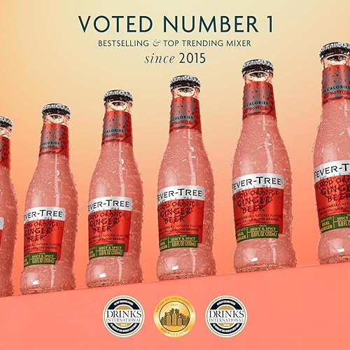 Image of Fever-Tree Blood Orange Ginger Beer - Premium Mixer for Cocktails and Mocktails, 6.8 fl oz Bottles, Pack of 24 - Naturally Sourced, Non-GMO