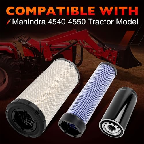 Air, Fuel, Oil & Hydraulic Filter Kit (6 Pack) Compatible with Mahindra 4540 4550 Tractors，Replaces OEM# 006000455F1, 006000456F1, E006018618D1, 001081778R93, 006017310B1, 000013427P04 by ATRACYPART - Image 2