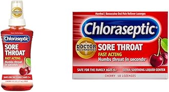 Chloraseptic Sore Throat Spray, Cherry, 6 fl oz, 1 Bottle Sore Throat Lozenges, Cherry 18 Count