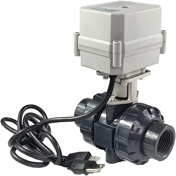Normally Closed 110VAC-230VAC Motorized Ball Valve,1" PVC Electric Ball Valve,With U.S. Plug