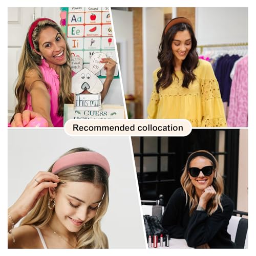Image of DRESHOW 4 Pcs Velvet Wide Headbands for Women Girls Turban Vintage Boho Head Bands Fashion Non Slip Head Wraps Hoop Hair Accessories