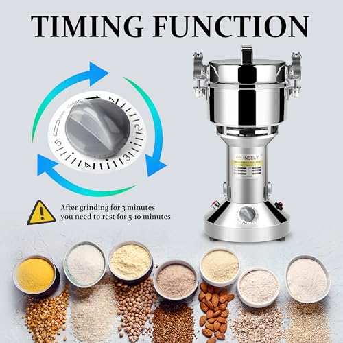 INSELY Grain Mill 550g，flour mill ，Grain mill grinder Stainless Steel Flour Wheat Seeds Corn Spices Nut Pill Herbs & Seasonings Dry Grinder Electric Machine grinder for kitchen - Thumbnail 3