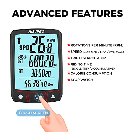 Wireless Bike Computer, RISEPRO Bicycle Speedometer And