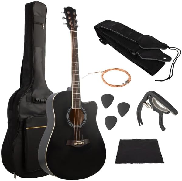 41in Acoustic Guitar - Guitar Kit with Case, Strap, Capo, Spare Strings, and Picks - Beginner Guitars for Kids and Adults by Hey Play (Blue)