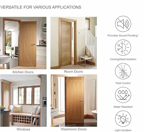 Image of Yamuna Door Bottom Sealing Strip Guard for Home | Door Stoppers | Door Seal | Door Closers | Sound-Proof Reduce Noise Energy Saving Waterproof Weather Stripping - Brown, (39 inch) (Set of 1)