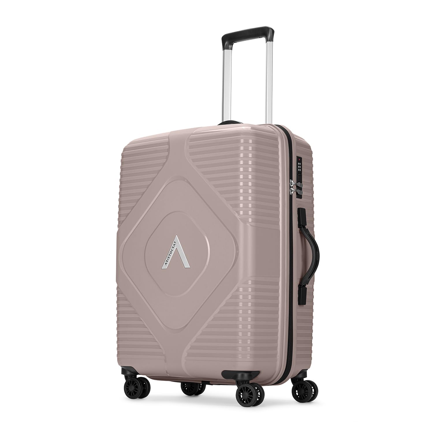 Crystal Check-in Trolley Bag 66cm | Medium Hard Luggage | 8-Wheel Suitcase for Travel | Combination Lock with Anti-Theft Zipper | Polypropylene | 3 Years International Warranty (Pink)-image-38
