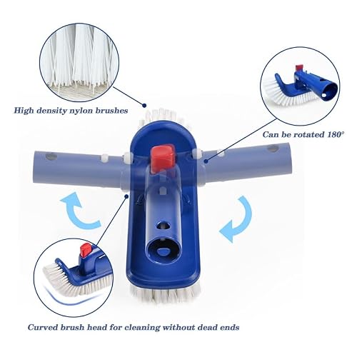 Miniatura 3 de Konfen Juego De Cepillos Para Limpieza De Piscinas, 2 Pcs 360 Rotatable Cepillo De Pared De Piscina De Jacuzzi Y Cepillo Fregador De Esponja De Mano Para Piscina, Jacuzzi, Baño, Tanque, Spas, Suelo