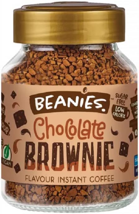 BEANIES Flavoured Instant Coffee Powder Chocolate Brownie Hot & Cold Coffee Makes 25 Cups 100% Arabica Light Roasted Coffee Sugar Free 50g. Bottle (Chocolate Brownie)