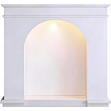 Home Decorative Decorative Arched Fireplace Mantel Freestanding Surround with Lighting Surround FrameWhite,Small