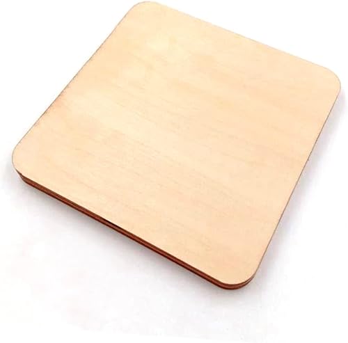 Miniatura 6 de TEHAUX 50 piezas de 1.575 in de madera natural rebanadas cuadradas DIY piezas planas para decoración de manualidades