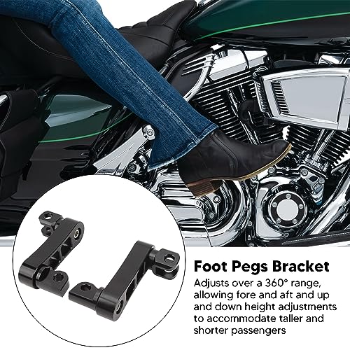 Staffa Estensione Pedane Moto Regolabile 360° Alluminio per con Supporto Male Mount Kit Montaggio Incluso