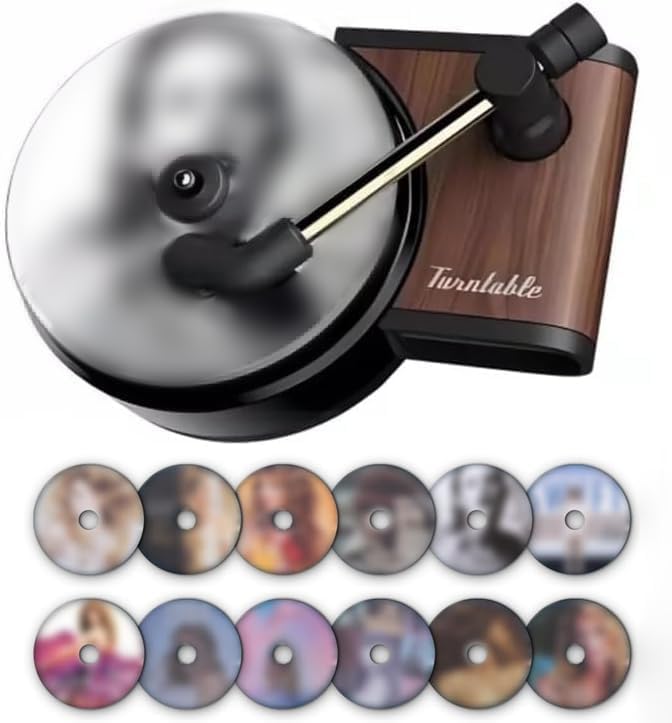 Car Air Freshener Record Player LHJL Pop Singer Album Covers for Fans Gift Car Vent Clip Air Diffuser with 12pcs Refill Pads Aromatherapy Tablets Music Lovers Gifts