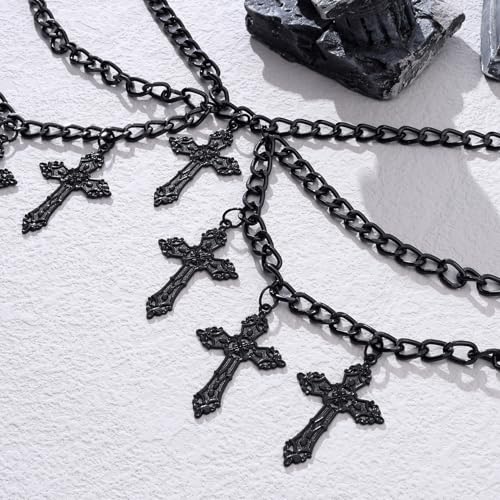 Milakoo Cross Pendant Waist Chains for Women Y2K Goth Punk Style Multilayer Chain Belt Grunge Cross Belt4
