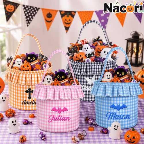 Image of Personalized Halloween Basket Custom Halloween Basket Candy Bucket for Kids