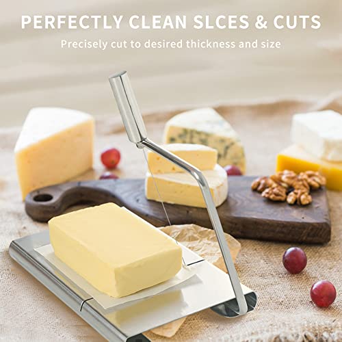 Cheese Slicers With Wire, ENLOY Cheese Cutters for Block Cheese with 5 Replacement Wires, Stainless Steel Cheese Slicers for Butter Cutter Food Slicer