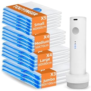 TOUYINGER Vakuumbeutel Set mit Kabelloser Pumpe, 16 Stück