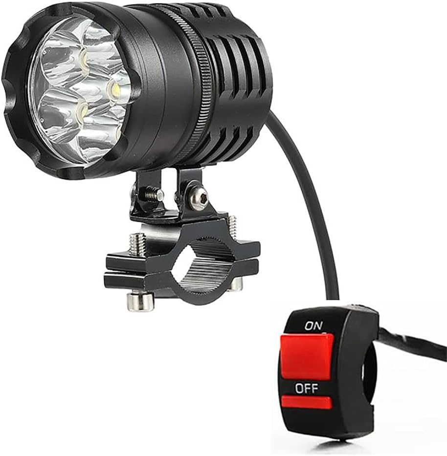 QHYXT Motorbike Fog Lights 12V 80W 3200LM 6500K Headlight Lamp With Switch LED Scooters Spotlight 6 LED Working Spot Light,1 pc