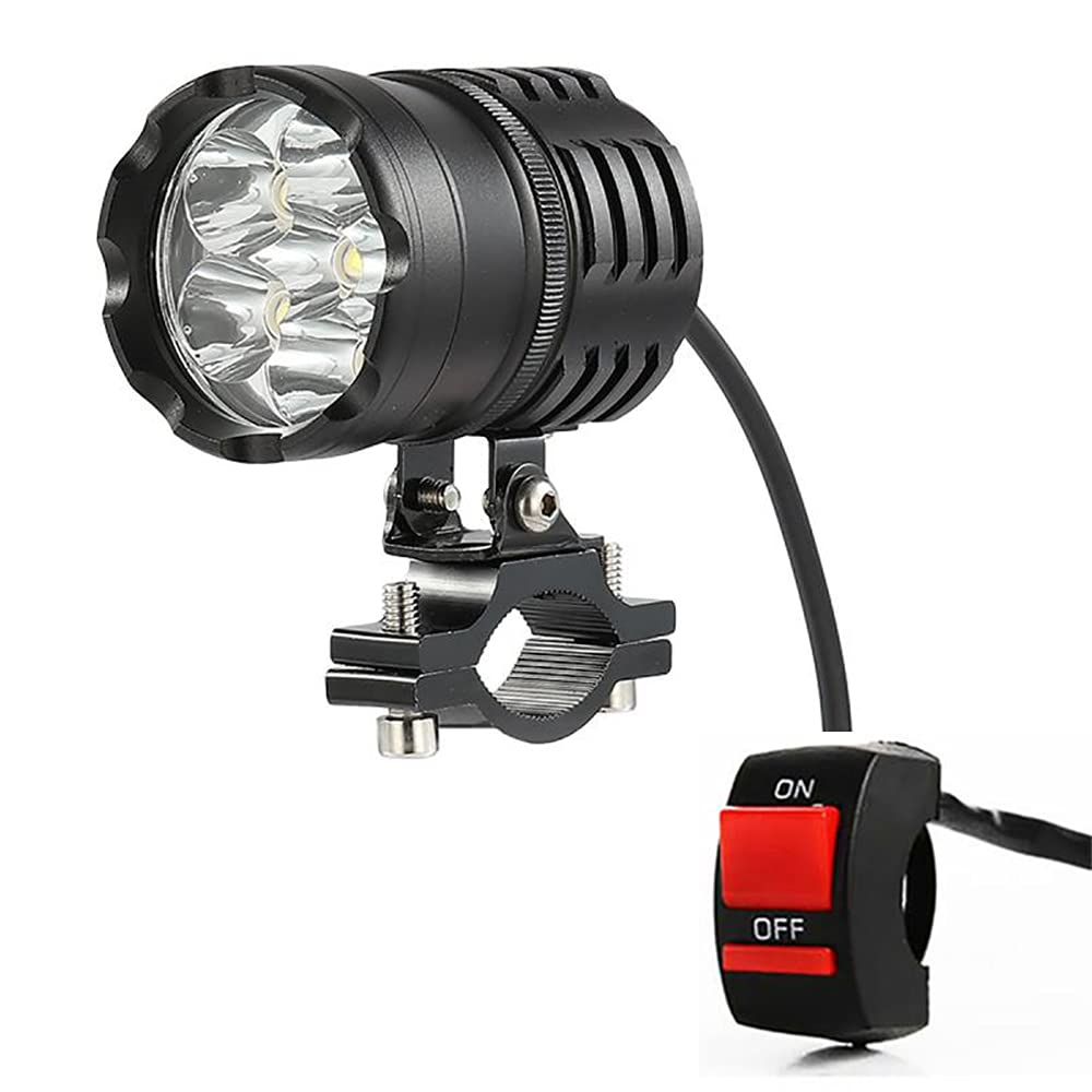 QHYXT Motorbike Fog Lights 12V 80W 3200LM 6500K Headlight Lamp With Switch LED Scooters Spotlight 6 LED Working Spot Light,1 pc