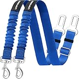 URPOWER Upgraded Dog Seat Belt 2 Pack Dog Car Seatbelts Adjustable Pet Seat Belt for Vehicle Nylon Pet Safety Seat Belts Heavy Duty & Elastic & Durable Car Seat Belt for Dogs, Cats and Pets(Blue)