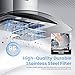 COMFEE' Curved Glass Range Hood 36 Inch 450 CFM 3 Speed Gesture Sensing &Touch Control Panel Stainless Steel Kitchen Ductless/Ducted Convertible with Baffle Filters and 2 LED Lights (CVG36W9AST)