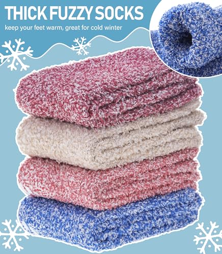 Image of Yebing Non Slip Hospital Socks for Women with Grips Fuzzy Cozy Anti Skid Slipper Socks Winter Warm Soft Fluffy Sleep Socks