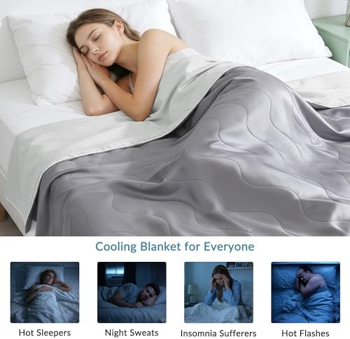 Exclusivo Mezcla Cooling Comforter King Size Grey, Lightweight Cooling Blanket for Hot Sleepers, Soft Breathable Summer Cold Blankets for Night Sweats, 104"x90" - 3