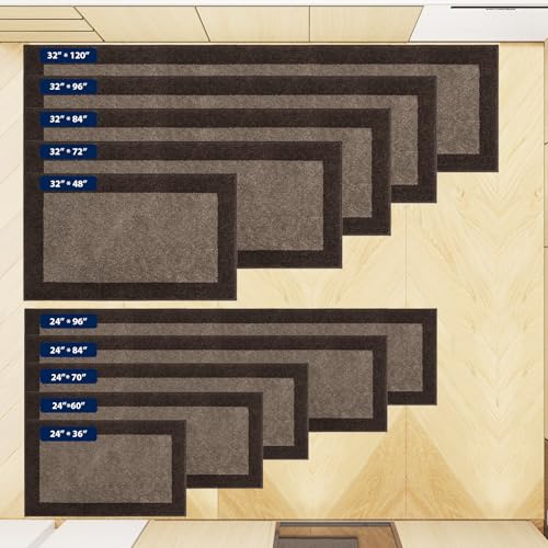 Image of Machine Washable Kitchen Rug 32 inch x 84 inch, Non Slip Kitchen Mat for Floor, Absorbent Entrance Runner Rug for Bedroom, Hallway, Bathroom, Door (Roll Packing)