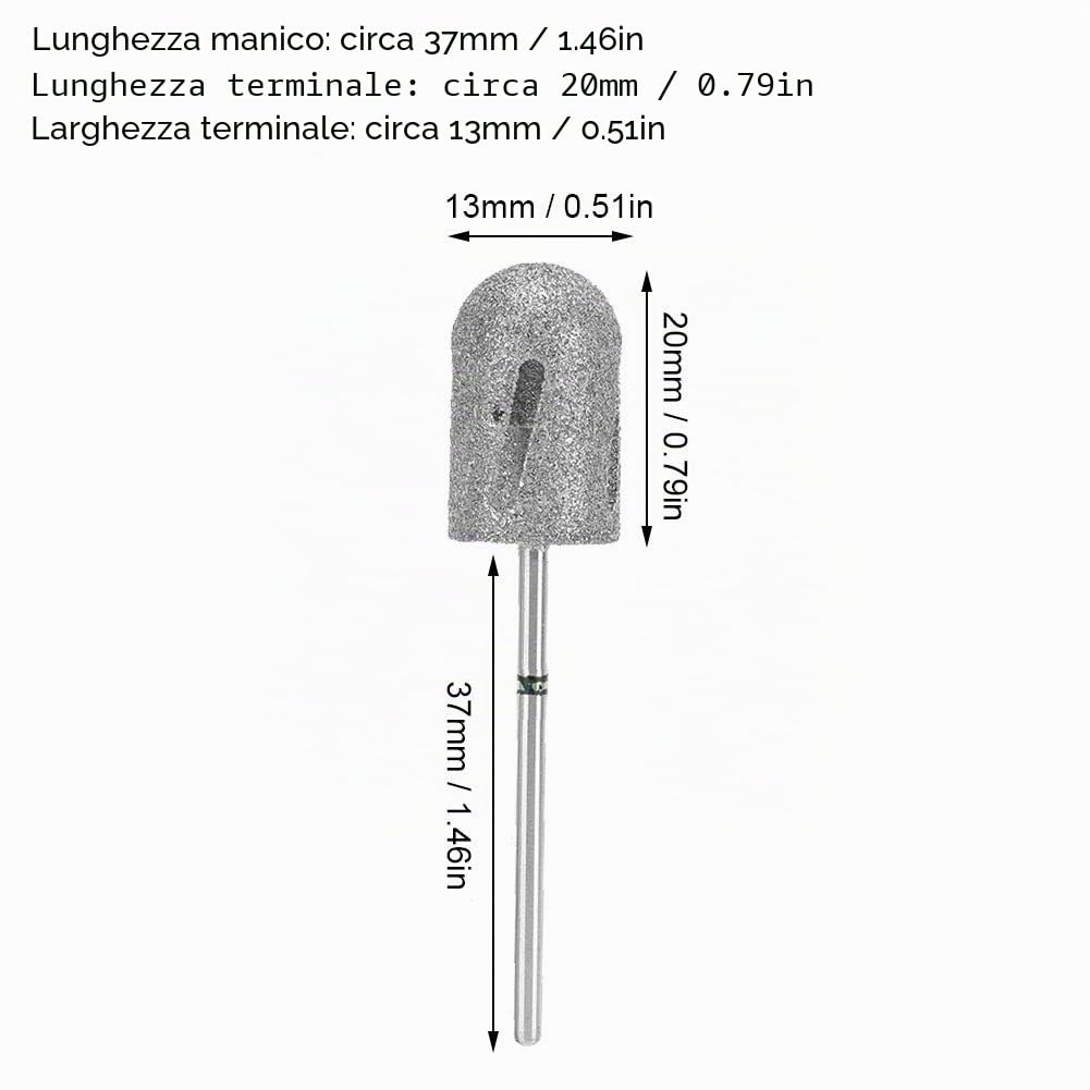 Punta a cono diamantata per pedicure, punta per trapano per unghie in acciaio inossidabile Punta per pedicure per calli Levigatura per levigatura dei calli per pelle screpolata Rimozione del callo, li