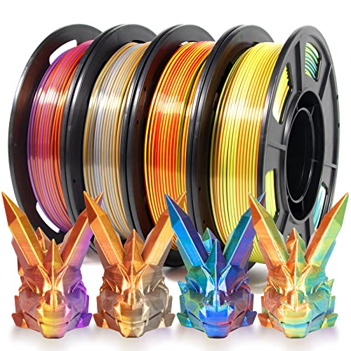 iSANMATE Filament PLA 1.75mm, Soie Tricolore PLA Filament pour Imprimante 3D, 4 Bobines de 250g MÃ©lange de Couleurs PLA Filament, Bonne RÃ©traction pour les Machines, l'Ãducation
