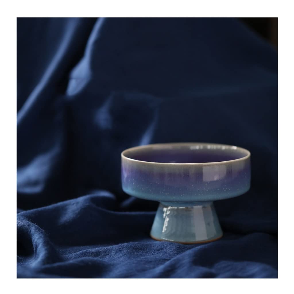Miska na owoce Ceramiczny talerz z wysokimi stopami, suszony talerz na owoce w stylu chińskim, taca na przekąski, talerz orzeźwiający do buddy, talerz na owoce, salaterkę (B)