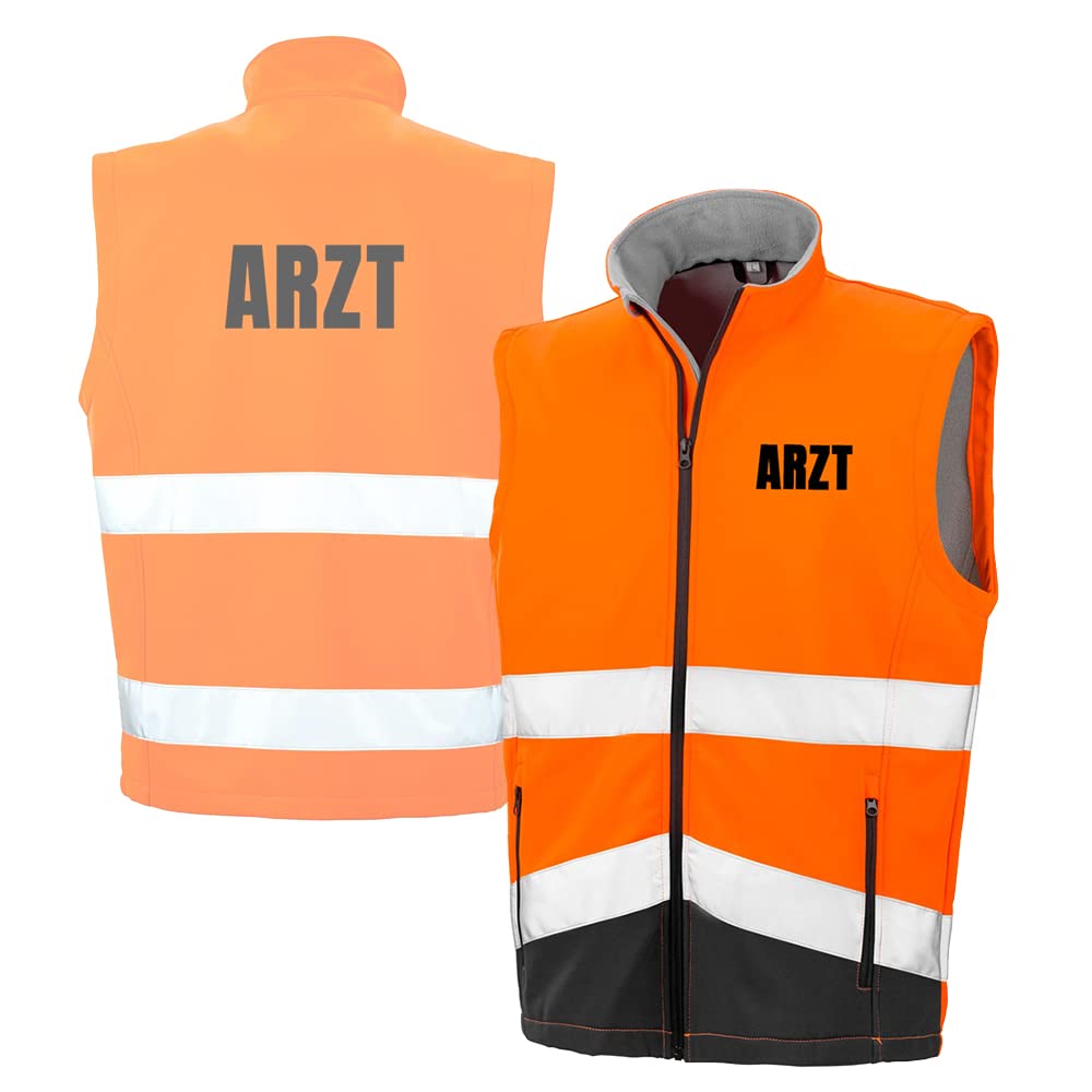 ARZT Sicherheitsweste GELB aus Softshell - Gelb Warnweste nach EN ISO 20471 zertifiziert - Unisex und hochwertigem Reflektorstreifen