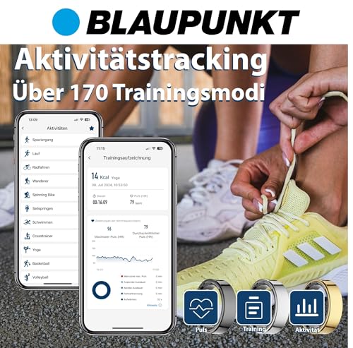 Blaupunkt Smart Ring V2 | Fitness- & Gesundheitstracker | Edelstahl | Schritte, Schlaf, Puls, Blutsauerstoff SpO2, Kalorien, HRV, Sport-Aktivitäten | IP68 | für Android und iOS | Silber | Größe 10