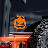 Spooky Pumpkin Face Decal Vinyl Sticker Auto Car Truck Wall Laptop | Orange | 5.5' x 4.75'