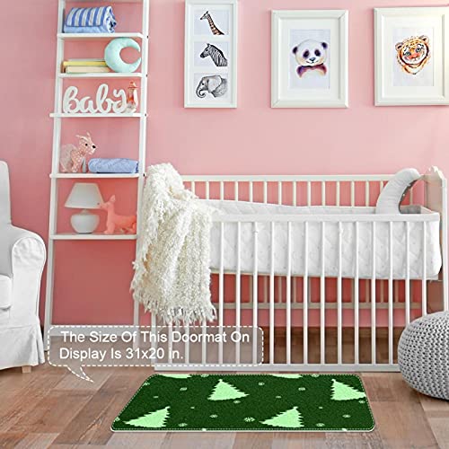 Paillasson de Noël vert absorbant tapis d'entrée antidérapant et lavable