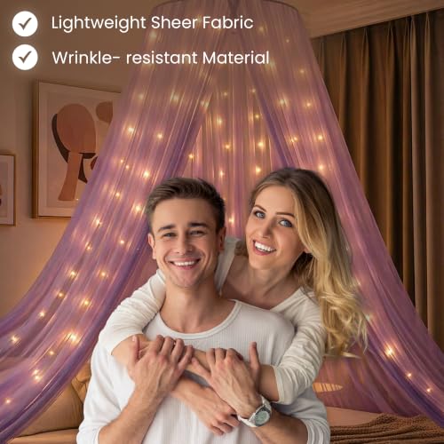 Image of Special You Canopy Tent for Decoration, Canopy for Bedroom, Unstitiched Lavender Chiffon Like Cloth for Decoration 5 mtr Long with Light, Aesthetic Room Decor, Backdrop for Decor
