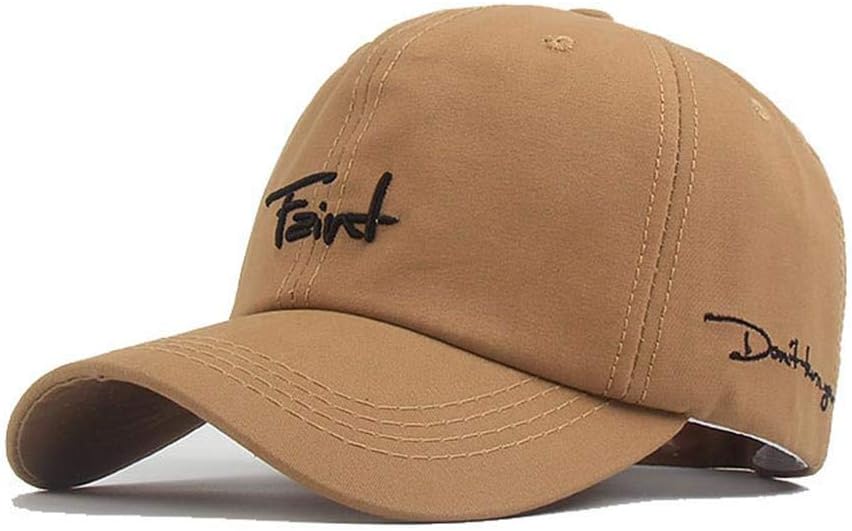 IPENNY Embroidery Letters Pattern Baseball Cap Cotton Wide Brim Trucker Cap UV Protection Sun Hat with Adjustable Strap Buckle Tennis Golf Ball Hat for Men Women
