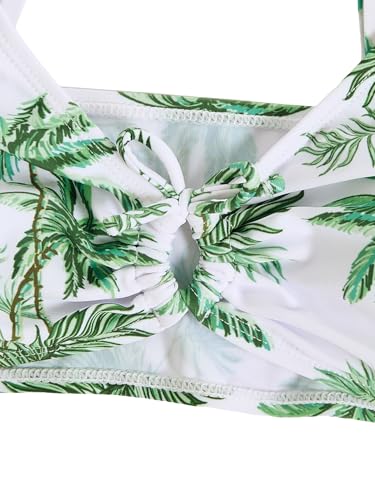 OYOANGLE Girl's 2 Piece Tropical Print Bikini Set Sport Swimsuit Ruched Tie Front Bathing Suit Swimwear4
