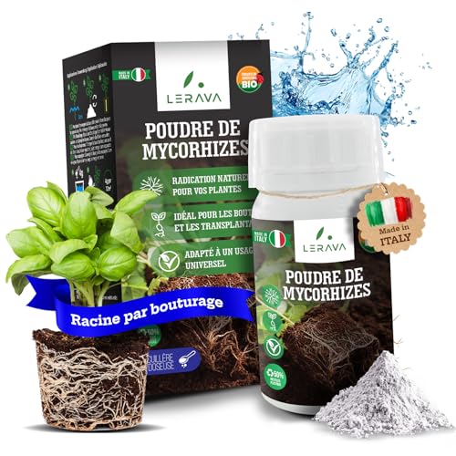 LERAVA Mycorhize en Poudre (50 g) - champignons mycorhiziens naturels - favorise l’enracinement des boutures et orchidées - engrais bio soluble pour plantes intérieur extérieur et jardin