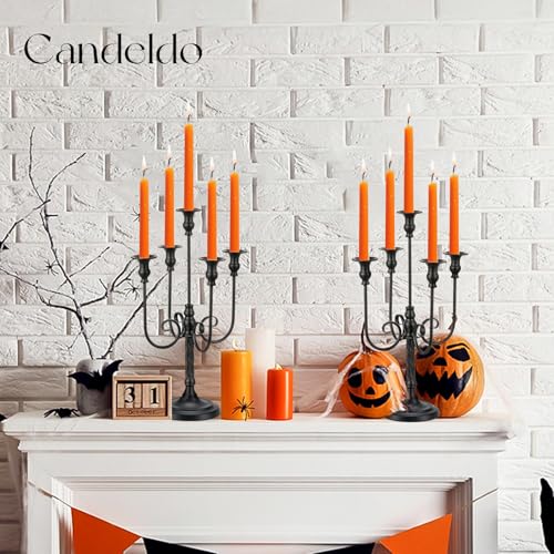 Image of Candeldo 20 Inches Black Candelabra Halloween Decorations Set of 2