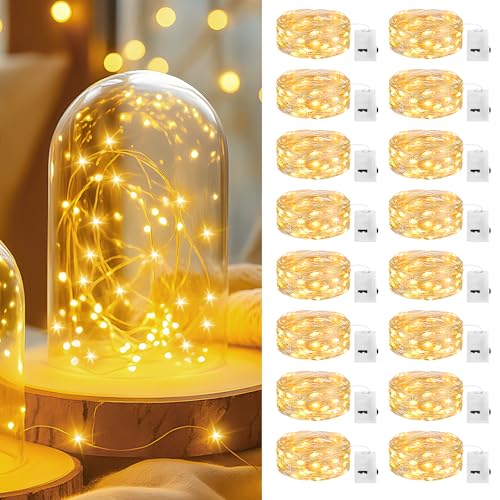 bitjam 16 Stück Mini LED Lichterkette mit Batterie, 2M 3 Modes Kleine...